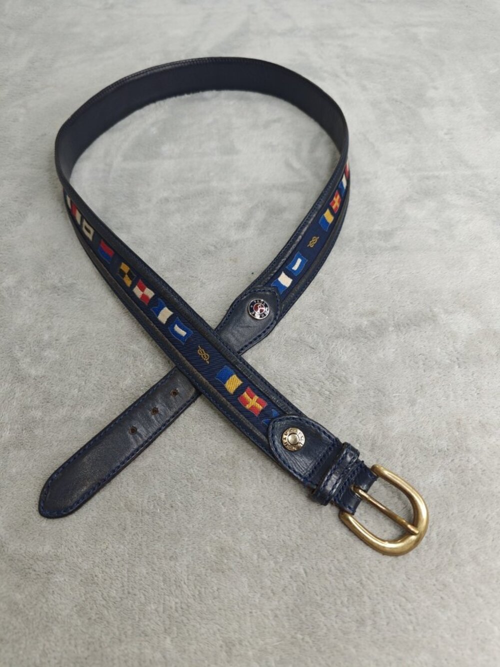 Paul & Shark Yachting Leather Men’s Belt Brass Buckle Size 40 Vintage